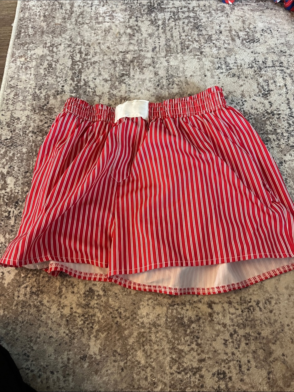 Amazon Women's Red & White Striped Elastic Waist Skort